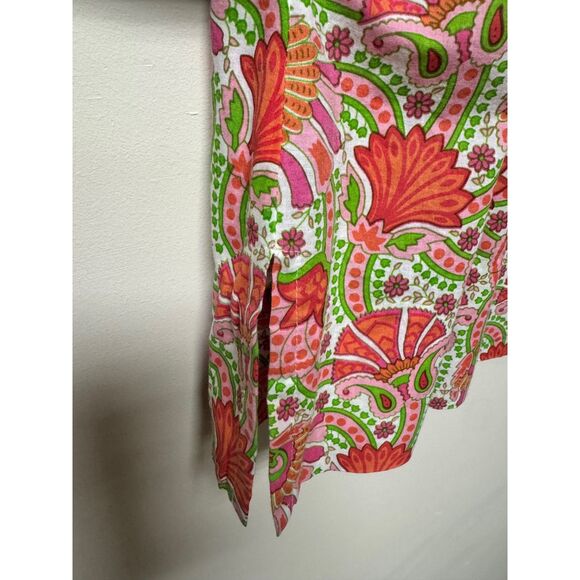 GRETCHEN SCOTT Vibrant Floral Red/Green/White Sleeveless Tunic, Sz XL - Picture 6 of 11